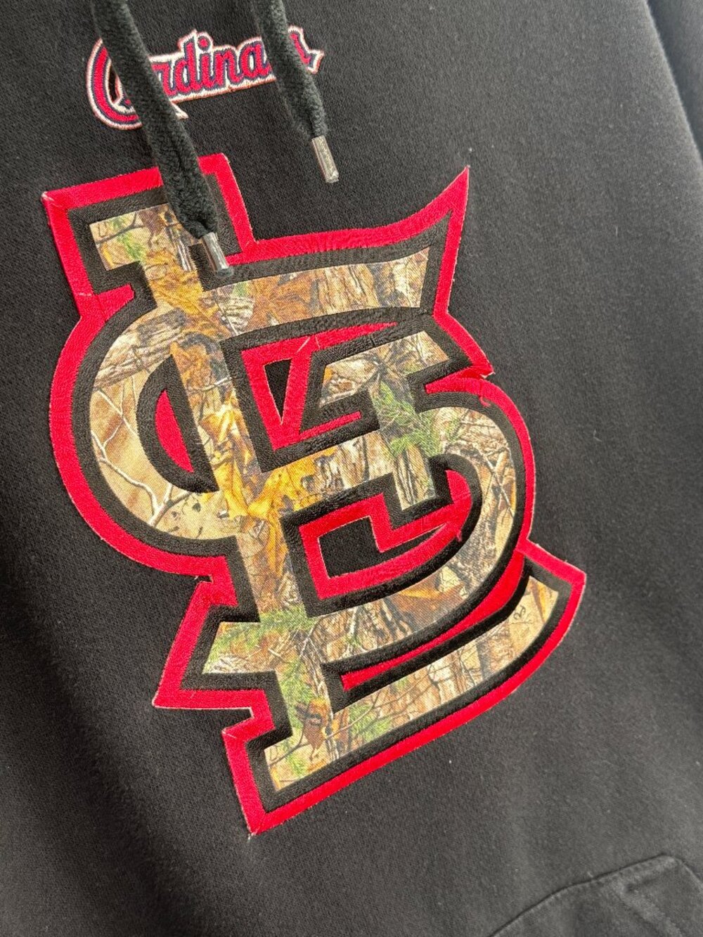 St Louis Cardinals Hoodie 2XL Black Camo Logo Stitches Mens MLB Baseball XXL